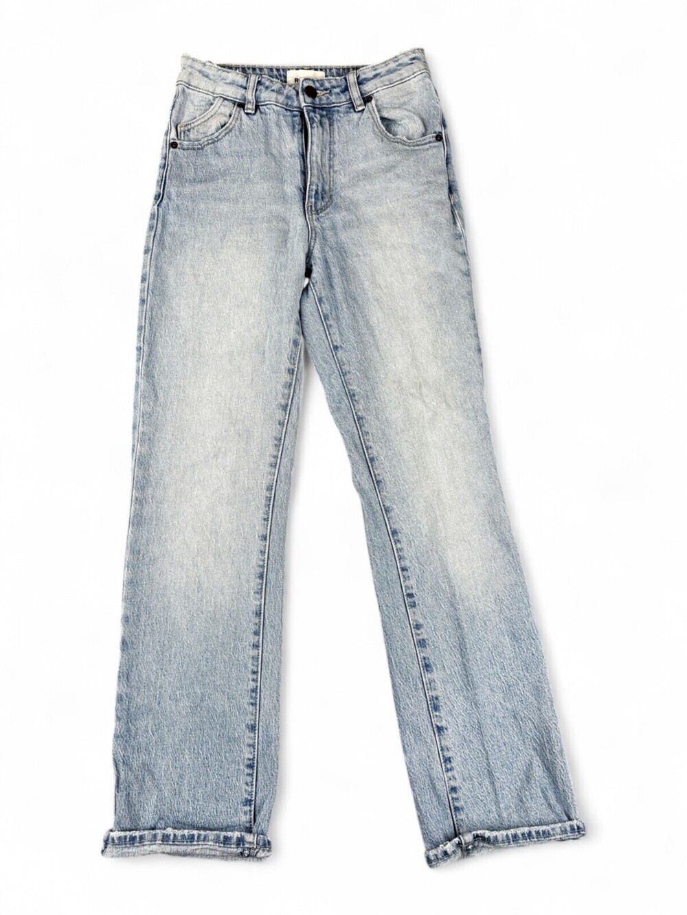 Rollas Original High Rise Straight Jeans Light Wash Blue Denim Size 25 Womens